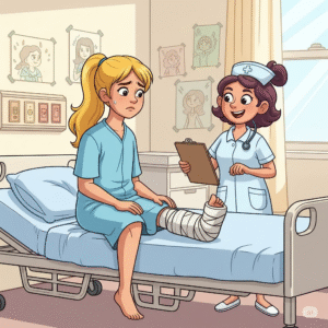 A young girl is in the hospital and scared as she does not understand what is happening to her and why she is sick.