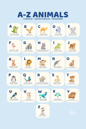 A-Z Animal Bilingual Learning Kit Bundle: English-Spanish (Printable Flashcards + Poster + Workbook)